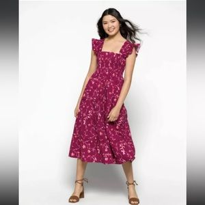 Hill House Ellie Nap Dress Burgundy Botanical XS